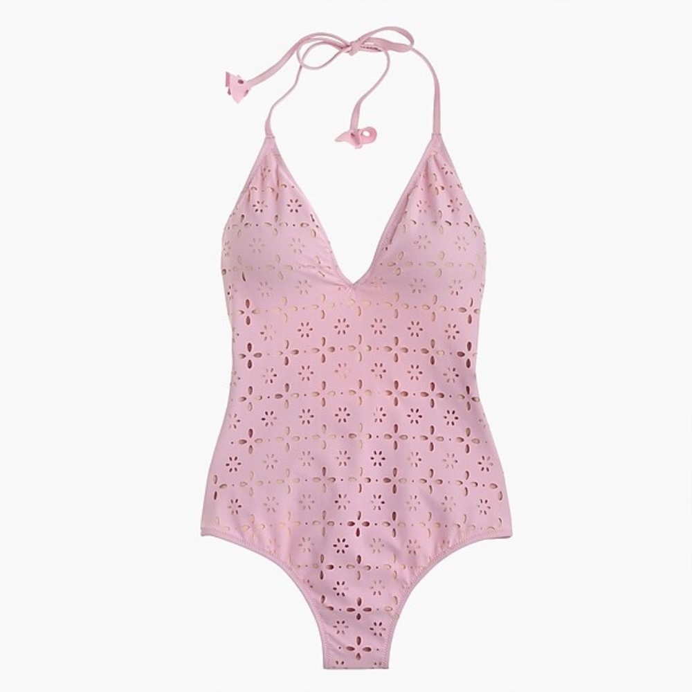 J. Crew Halter swimsuit in laser-cut eyelet 6